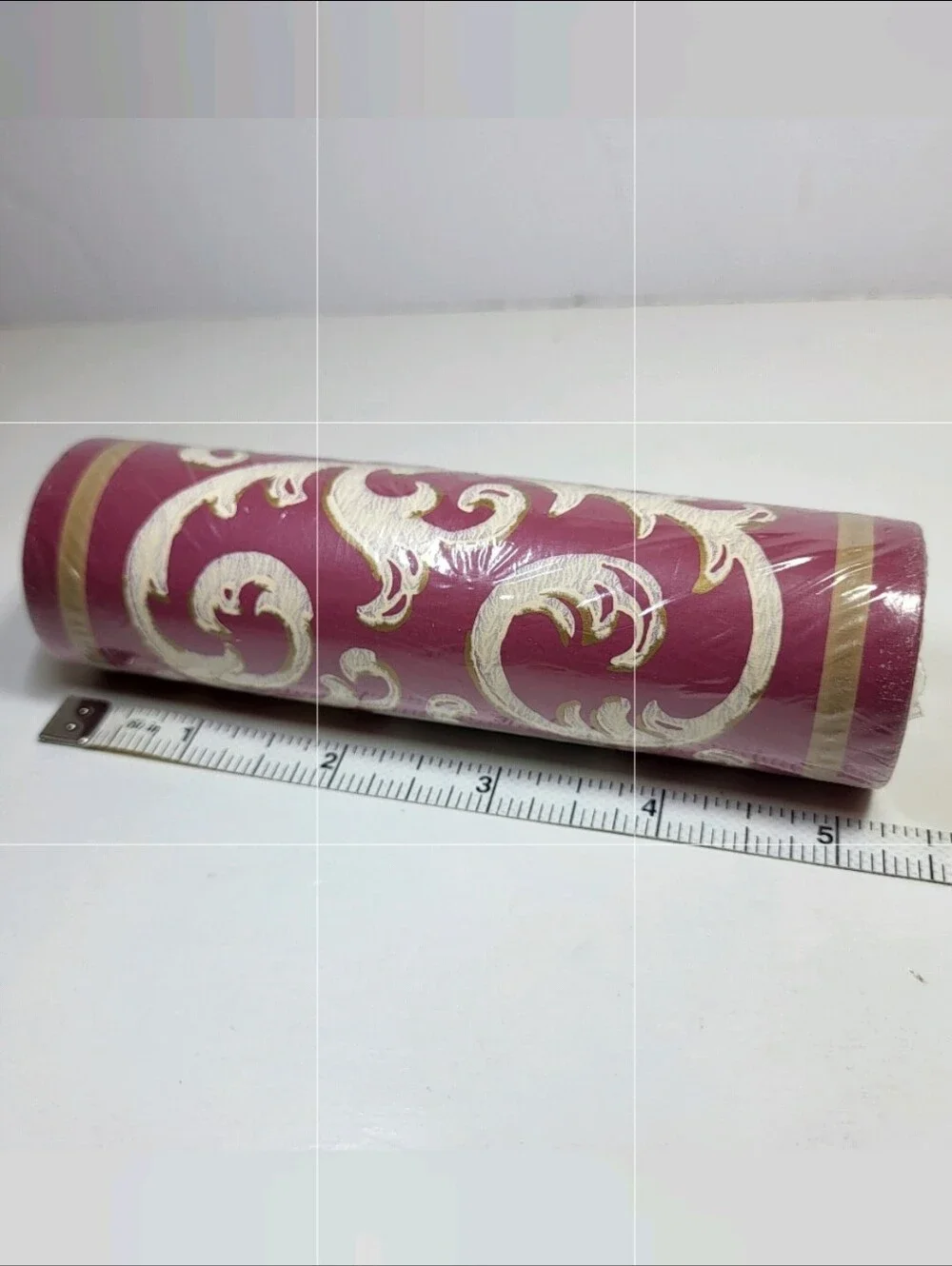 Thomas Strahan Wallpaper BORDER 3 Rolls Burgundy Cream Scroll 5 Yds Vintage
